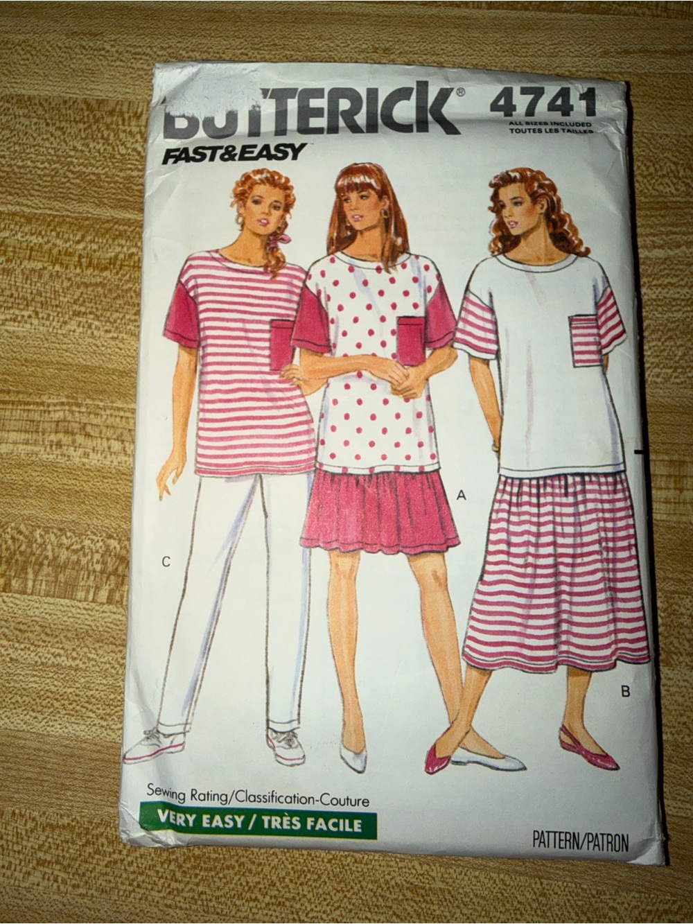 1990‎ Butterick 4741 Women's Easy Pullover Tunic & Skirt Pattern - sewing craft